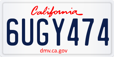 CA license plate 6UGY474