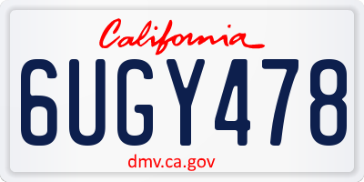 CA license plate 6UGY478