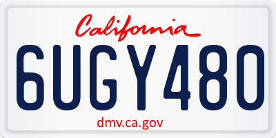 CA license plate 6UGY480