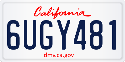 CA license plate 6UGY481