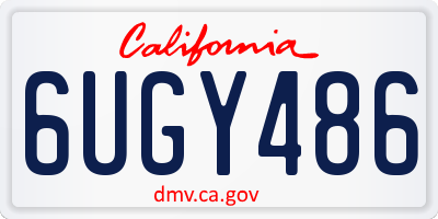 CA license plate 6UGY486