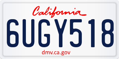 CA license plate 6UGY518