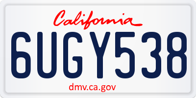 CA license plate 6UGY538