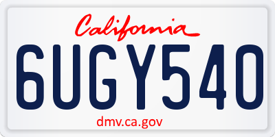 CA license plate 6UGY540