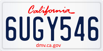 CA license plate 6UGY546