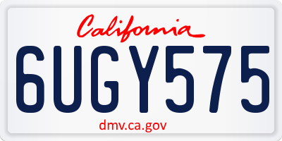 CA license plate 6UGY575