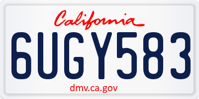 CA license plate 6UGY583