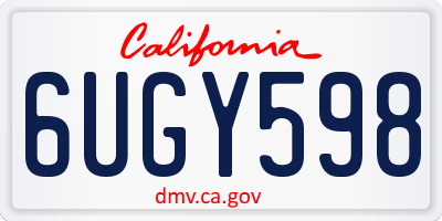 CA license plate 6UGY598