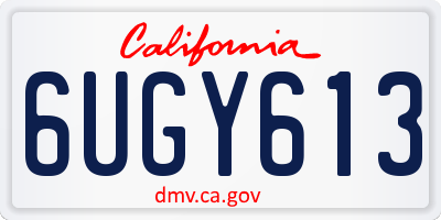 CA license plate 6UGY613