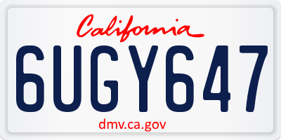 CA license plate 6UGY647