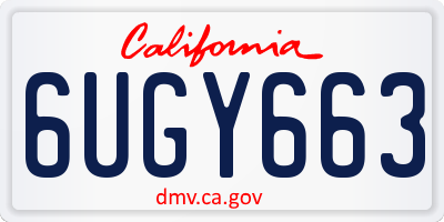 CA license plate 6UGY663