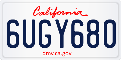 CA license plate 6UGY680
