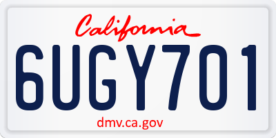 CA license plate 6UGY701