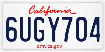 CA license plate 6UGY704