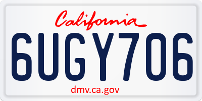 CA license plate 6UGY706