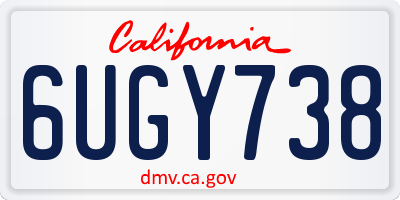CA license plate 6UGY738