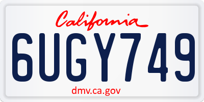 CA license plate 6UGY749