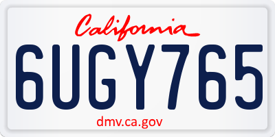 CA license plate 6UGY765