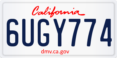 CA license plate 6UGY774
