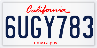 CA license plate 6UGY783