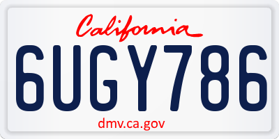 CA license plate 6UGY786