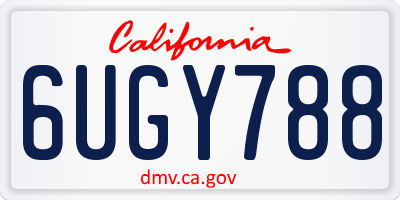 CA license plate 6UGY788