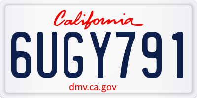 CA license plate 6UGY791