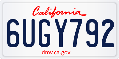 CA license plate 6UGY792