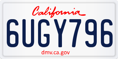 CA license plate 6UGY796