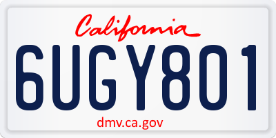 CA license plate 6UGY801