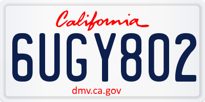 CA license plate 6UGY802