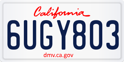 CA license plate 6UGY803