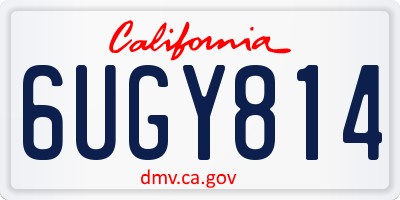 CA license plate 6UGY814