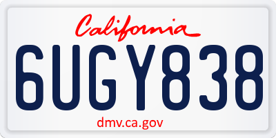 CA license plate 6UGY838
