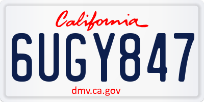 CA license plate 6UGY847