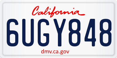 CA license plate 6UGY848