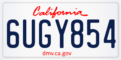CA license plate 6UGY854