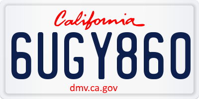 CA license plate 6UGY860