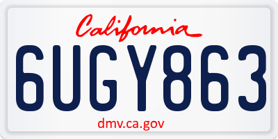 CA license plate 6UGY863