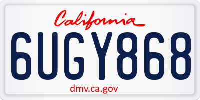 CA license plate 6UGY868