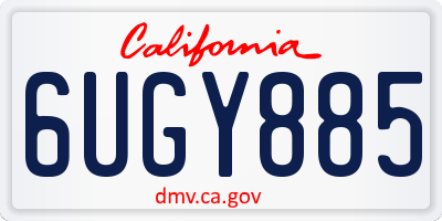 CA license plate 6UGY885
