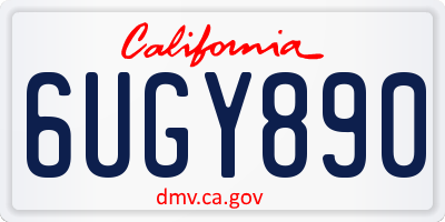 CA license plate 6UGY890