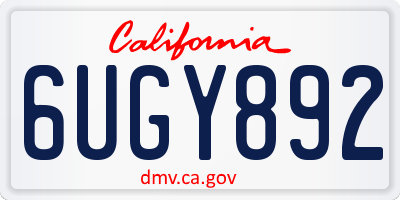 CA license plate 6UGY892