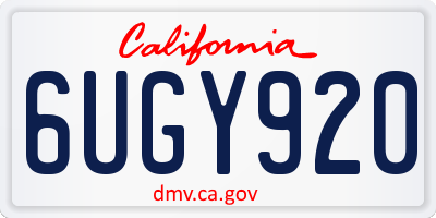 CA license plate 6UGY920