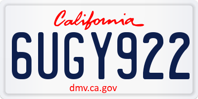 CA license plate 6UGY922