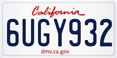 CA license plate 6UGY932
