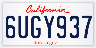 CA license plate 6UGY937