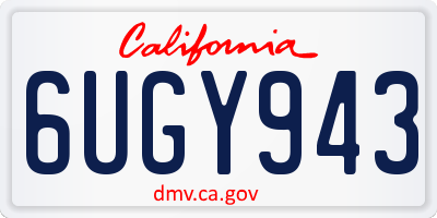 CA license plate 6UGY943