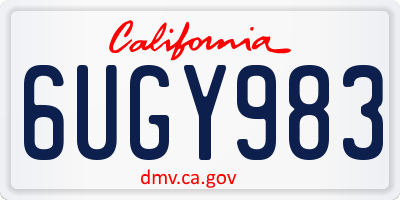 CA license plate 6UGY983