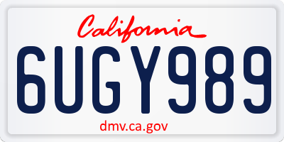CA license plate 6UGY989